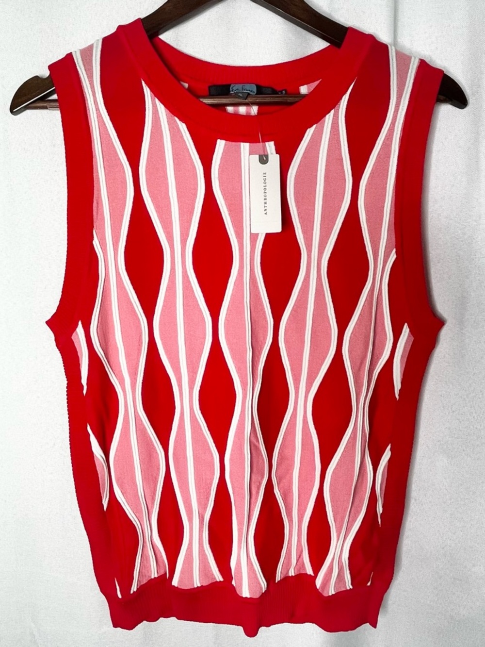 ❤️ NWT Anthropologie Eva Franco Sweater Tank – Red & Pink (Size XL)